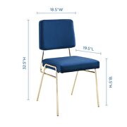 Performance velvet dining side chair in gold navy by Modway additional picture 8