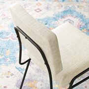 Upholstered fabric dining side chair in black beige additional photo 2 of 8