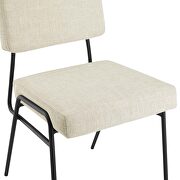 Upholstered fabric dining side chair in black beige additional photo 3 of 8