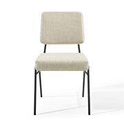 Upholstered fabric dining side chair in black beige additional photo 4 of 8