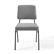 Upholstered fabric dining side chair in black light gray additional photo 3 of 8