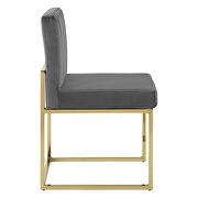 Channel tufted sled base performance velvet dining chair in gold charcoal additional photo 3 of 6