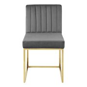 Channel tufted sled base performance velvet dining chair in gold charcoal by Modway additional picture 4