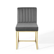 Channel tufted sled base performance velvet dining chair in gold charcoal additional photo 5 of 6