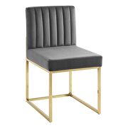 Channel tufted sled base performance velvet dining chair in gold charcoal by Modway additional picture 7
