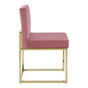 Channel tufted sled base performance velvet dining chair in gold dusty rose additional photo 3 of 6