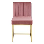 Channel tufted sled base performance velvet dining chair in gold dusty rose by Modway additional picture 4