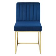 Channel tufted sled base performance velvet dining chair in gold navy by Modway additional picture 4
