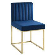 Channel tufted sled base performance velvet dining chair in gold navy by Modway additional picture 7