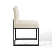 Channel tufted sled base upholstered fabric dining chair in black beige additional photo 3 of 6