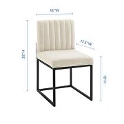 Channel tufted sled base upholstered fabric dining chair in black beige by Modway additional picture 7