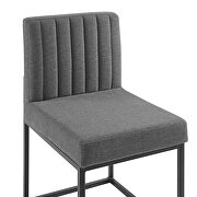 Channel tufted sled base upholstered fabric dining chair in black charcoal by Modway additional picture 2