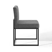 Channel tufted sled base upholstered fabric dining chair in black charcoal additional photo 3 of 6