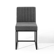 Channel tufted sled base upholstered fabric dining chair in black charcoal additional photo 4 of 6