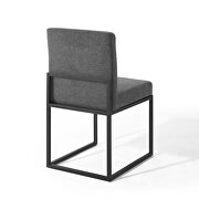 Channel tufted sled base upholstered fabric dining chair in black charcoal by Modway additional picture 5