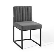 Channel tufted sled base upholstered fabric dining chair in black charcoal by Modway additional picture 6