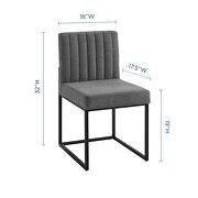 Channel tufted sled base upholstered fabric dining chair in black charcoal by Modway additional picture 7