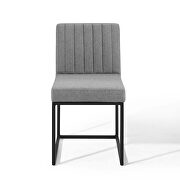 Channel tufted sled base upholstered fabric dining chair in black light gray additional photo 4 of 6