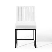 Channel tufted sled base upholstered fabric dining chair in black white additional photo 4 of 6