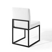 Channel tufted sled base upholstered fabric dining chair in black white additional photo 5 of 6