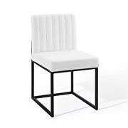 Channel tufted sled base upholstered fabric dining chair in black white by Modway additional picture 6