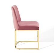 Sled base performance velvet dining side chair in gold dusty rose by Modway additional picture 3