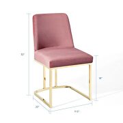 Sled base performance velvet dining side chair in gold dusty rose by Modway additional picture 8