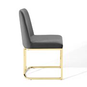 Sled base performance velvet dining side chair in gold gray additional photo 3 of 8