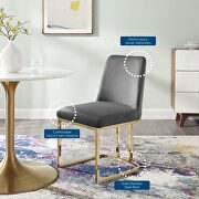 Sled base performance velvet dining side chair in gold gray by Modway additional picture 7