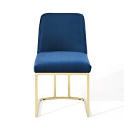 Sled base performance velvet dining side chair in gold navy additional photo 4 of 8