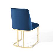 Sled base performance velvet dining side chair in gold navy additional photo 5 of 8