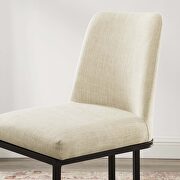 Sled base upholstered fabric dining side chair in black beige additional photo 2 of 8