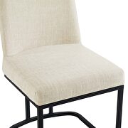 Sled base upholstered fabric dining side chair in black beige additional photo 3 of 8