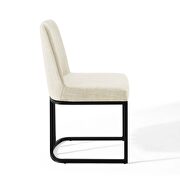 Sled base upholstered fabric dining side chair in black beige additional photo 4 of 8