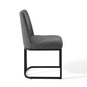 Sled base upholstered fabric dining side chair in black charcoal additional photo 3 of 8