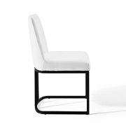 Sled base upholstered fabric dining side chair in black white additional photo 3 of 8