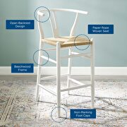 Wood bar stool in white by Modway additional picture 3
