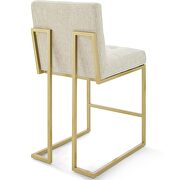 Gold stainless steel upholstered fabric counter stool in gold beige by Modway additional picture 2