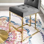 Gold stainless steel performance velvet counter stool in gold charcoal by Modway additional picture 2