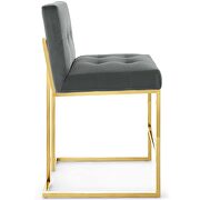 Gold stainless steel performance velvet counter stool in gold charcoal by Modway additional picture 6