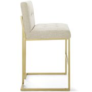 Gold stainless steel upholstered fabric bar stool in gold beige by Modway additional picture 3