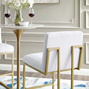 Gold stainless steel upholstered fabric bar stool in gold white additional photo 5 of 7