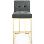 Gold stainless steel performance velvet bar stool in gold charcoal by Modway additional picture 2