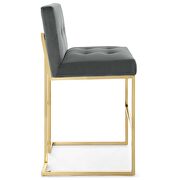 Gold stainless steel performance velvet bar stool in gold charcoal by Modway additional picture 3