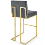 Gold stainless steel performance velvet bar stool in gold charcoal by Modway additional picture 4