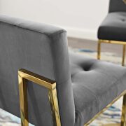 Gold stainless steel performance velvet bar stool in gold charcoal by Modway additional picture 7