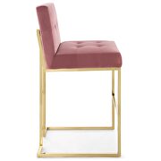 Gold stainless steel performance velvet bar stool in gold dusty rose by Modway additional picture 4