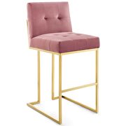 Gold stainless steel performance velvet bar stool in gold dusty rose by Modway additional picture 8
