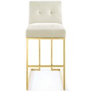 Gold stainless steel performance velvet bar stool in gold ivory additional photo 2 of 7