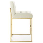 Gold stainless steel performance velvet bar stool in gold ivory additional photo 3 of 7